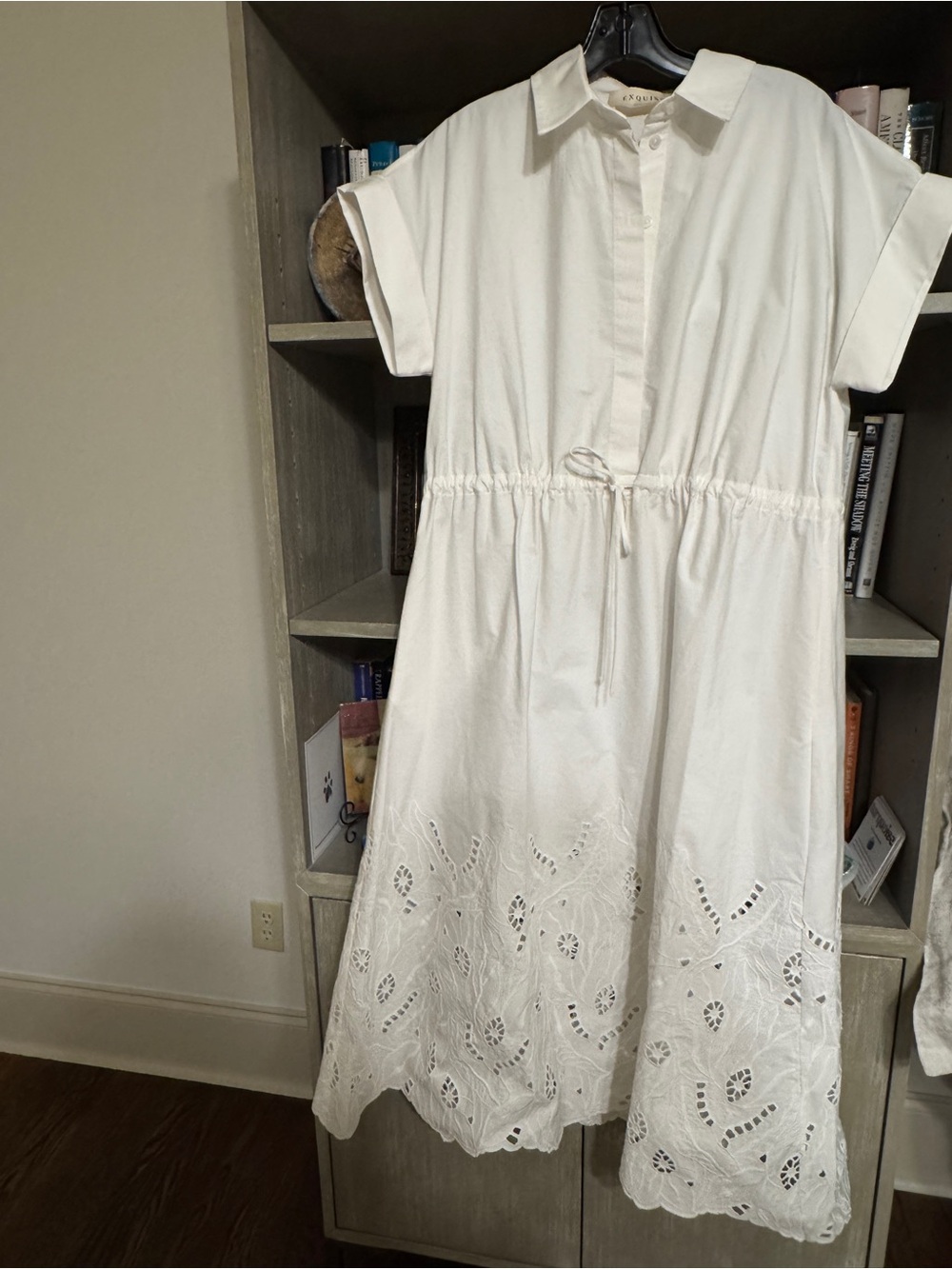 Exquise women’s White Eyelet Shirtwaist Dress